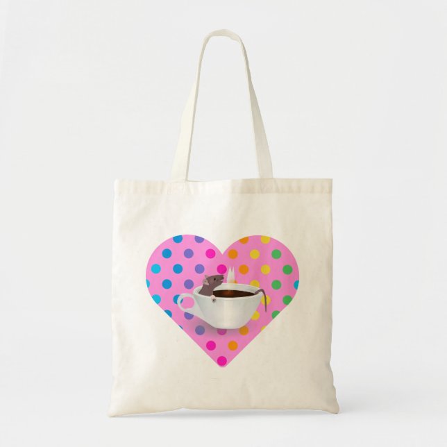 Bolsa Tote rato de café do coração (Frente)