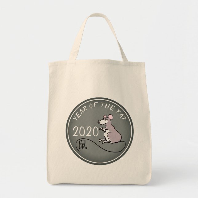 Bolsa Tote Rato de Cartoon Chinês Ano Novo 2020 Gorcery TB (Frente)