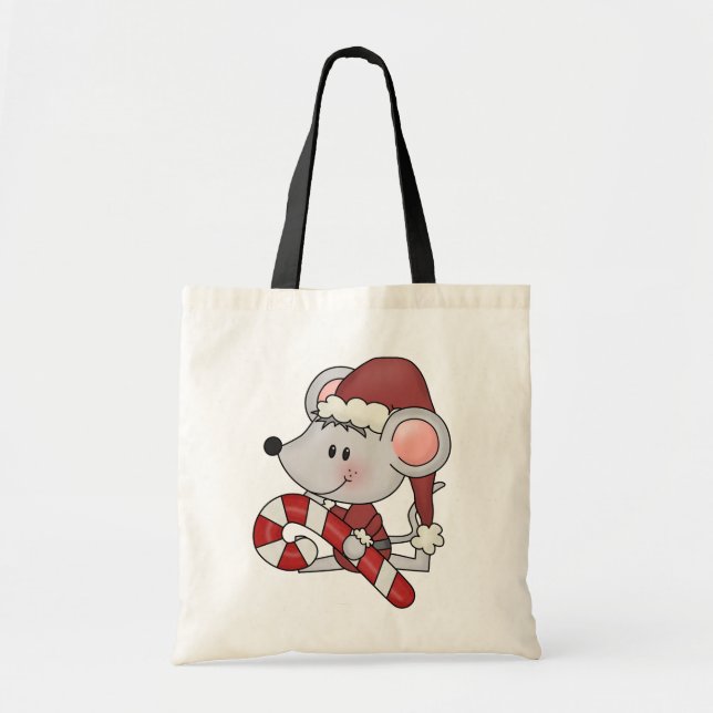 Bolsa Tote Rato do Natal com bastão de doces (Frente)