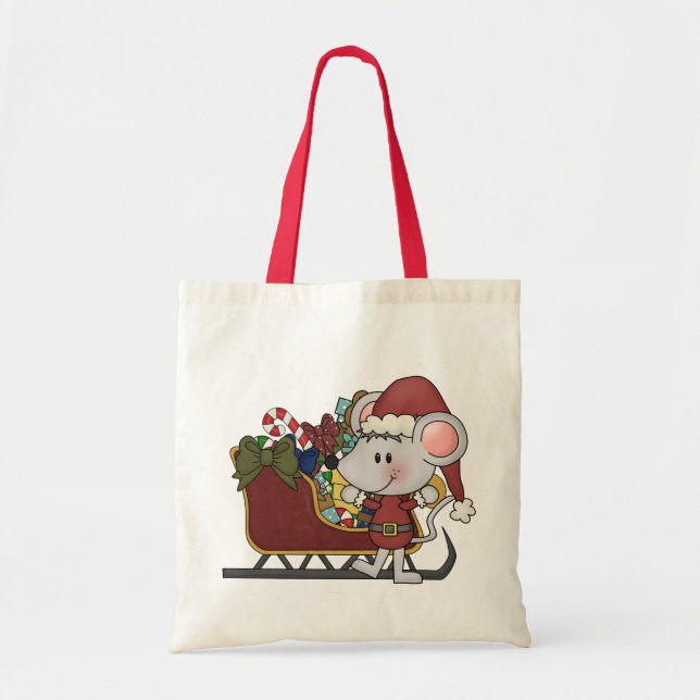 Bolsa Tote Rato do papai noel com trenó (Frente)