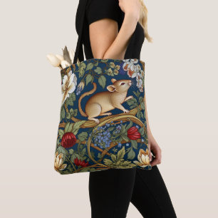 Bolsa Tote Rato e flores Art nouveau