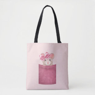 Bolsa Tote Rato no bolso. Versão rosa