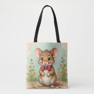 Bolsa Tote Rato pequeno fofo e adorável com gravata