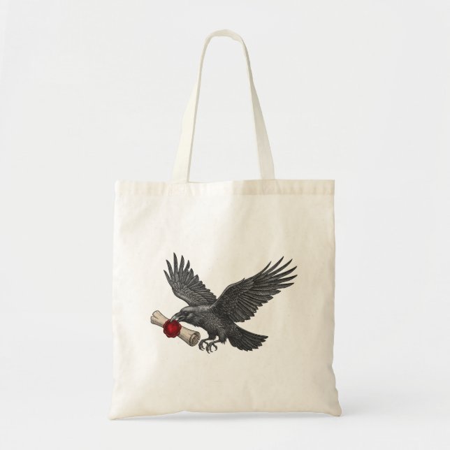Bolsa Tote Raven Carrying Love Letter Gothic Messenger Bird (Frente)