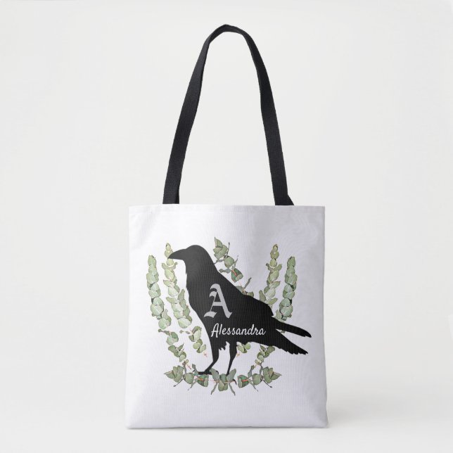 Bolsa Tote Raven Monogramas Spirit Totem Animal (Frente)