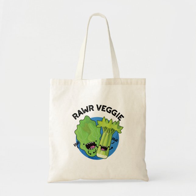 Bolsa Tote Rawr Veggie Funny Comida Pun (Frente)
