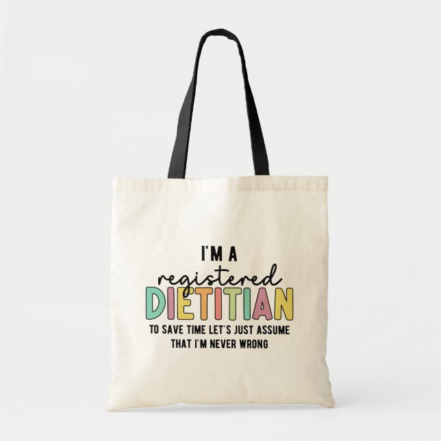 Bolsa Tote RD Dietitiana Registrada Nunca Dons Engraçados Err (Frente)