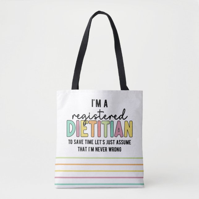 Bolsa Tote RD Dietitiana Registrada Nunca Dons Engraçados Err (Frente)