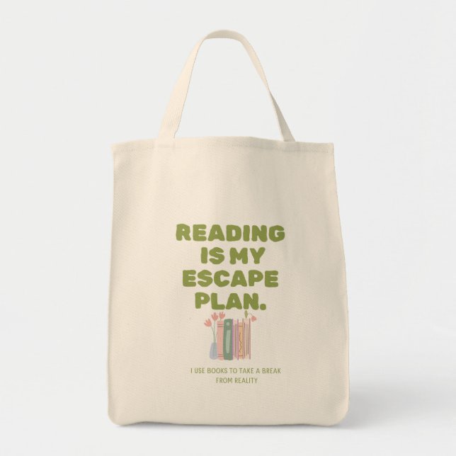 Bolsa Tote Reading is My Escape Plan - Cozy Book Lover's Desi (Frente)