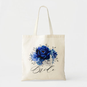 Bolsa Tote Real Blue White Silver Floral Metálico Noiva