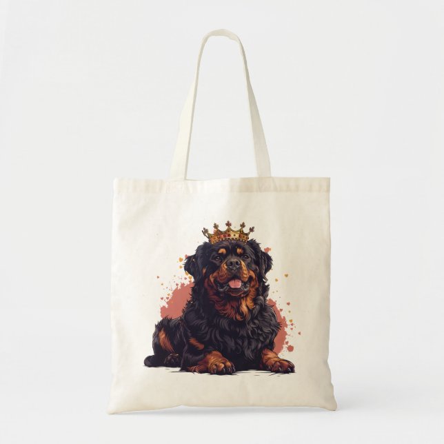 Bolsa Tote Real Rottweiler - Coroa Rainha do Cachorro (Frente)