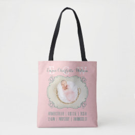 Bolsa Tote Recém-nascido Foto Monograma Blush Green Frame