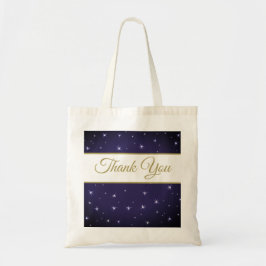 Bolsa Tote Recepção de Estrelas Brancas Azul Meia-Noite Obrig