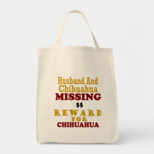Bolsa Tote Recompensa faltante da chihuahua & do marido para