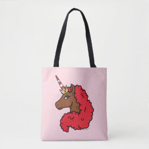 Bolsa Tote Red Afro Unicorn
