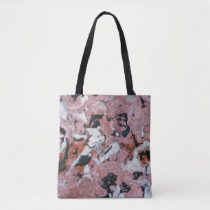 Bolsa Tote Red and Black Brecciated Marble Stone Texture with