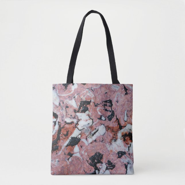 Bolsa Tote Red and Black Brecciated Marble Stone Texture with (Frente)