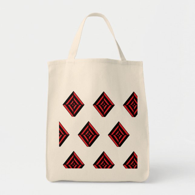 Bolsa Tote Red and Black Geometric Diamond Pattern Modern Tot (Frente)