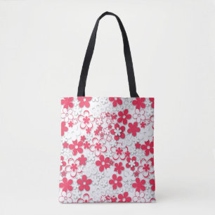 Bolsa Tote Red and white paper flowers