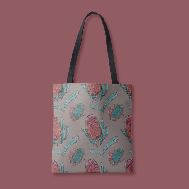 Bolsa Tote Red Banksia Watercolor - Flor Nativo Australiano (Criador carregado)
