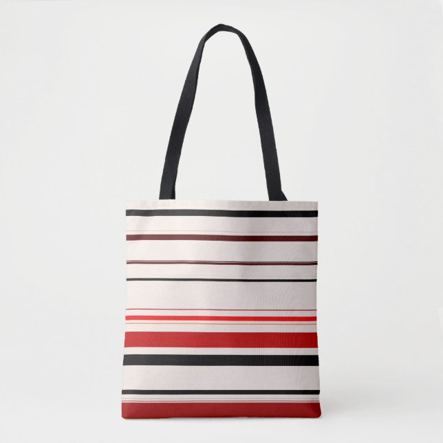 Bolsa Tote Red Black Beige Brown Stripes (Frente)