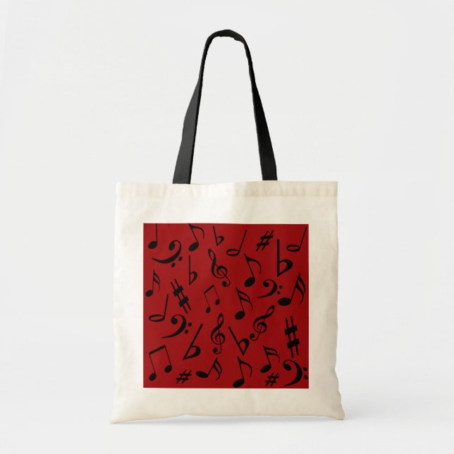 Bolsa Tote Red Black Music Notes Bag (Frente)