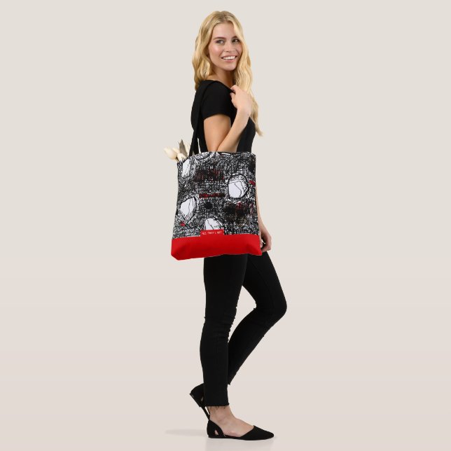 Bolsa Tote Red&Black Scribble, Tragetaschen Mit Langen Träger (No(a) Modelo)