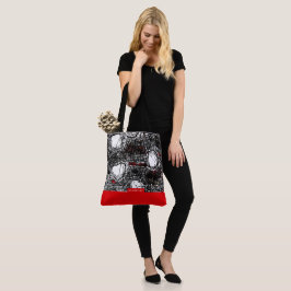 Bolsa Tote Red&Black Scribble, Tragetaschen Mit Langen Träger
