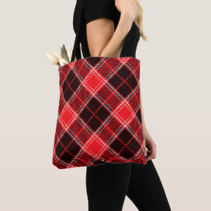 Bolsa Tote Red Black Tartan 