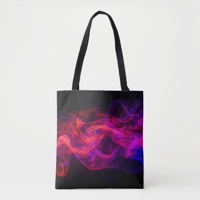 Bolsa Tote Red + Blue Flames on a Roomy Black (Frente)