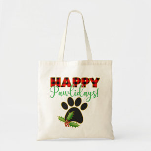 Bolsa Tote Red Buffalo Xadrez Paw Imprimir Natal