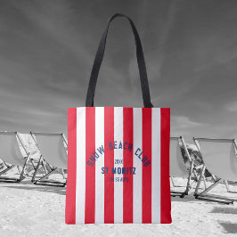 Bolsa Tote Red Cabana Stripe Winter do TSnow Beach Club