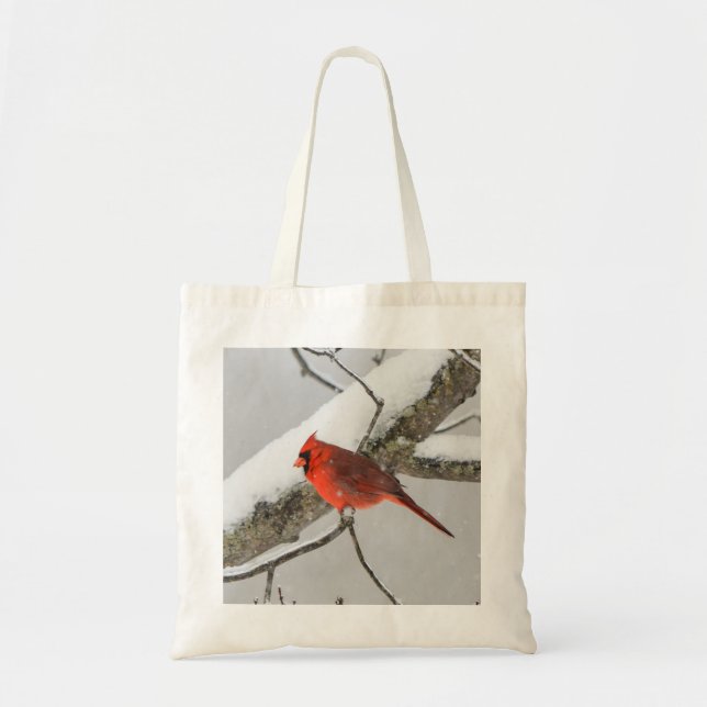 Bolsa Tote Red Cardinal Bird Winter (Frente)