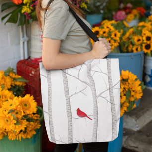 Bolsa Tote Red Cardinal Rustic Winter Tree Modern Country