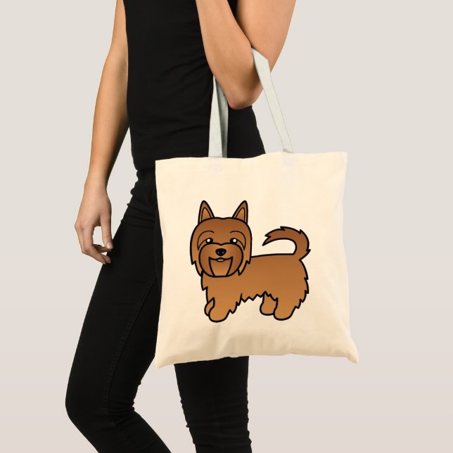 Bolsa Tote Red Cartoon Australian Terrier (Frente (produto))