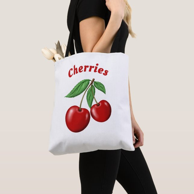 Bolsa Tote Red Cherries Design Personalizado (Close Up)