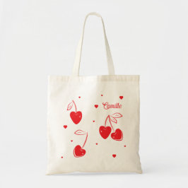 Bolsa Tote Red Cherry Hearts Whimsical Cute Shome