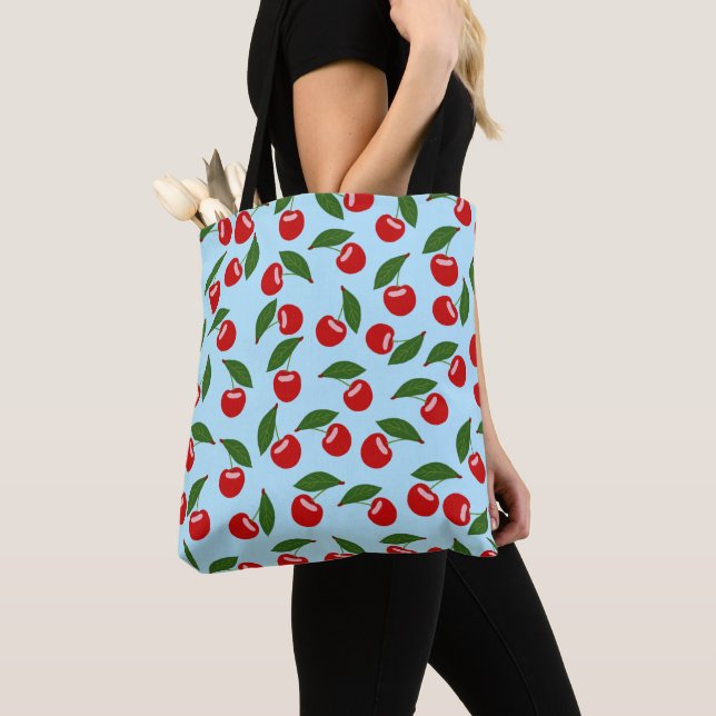 Bolsa Tote Red Cherry Pattern (Close Up)