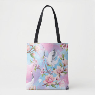 Bolsa Tote Red Crane Watercolor - Japão