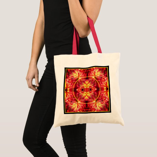 Bolsa Tote Red Dahlia Flower Frame Crie sua própria foto (Frente (produto))