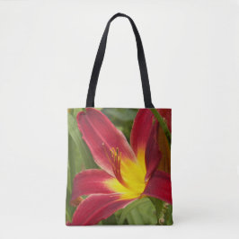 Bolsa Tote Red Daylily Bloom Floral