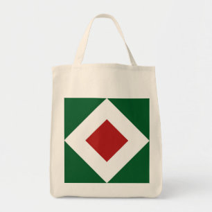 Bolsa Tote Red Diamond, Bold White Border em Verde