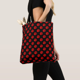 Bolsa Tote Red Dog Paws Divertimento Aniversário Presente Pre
