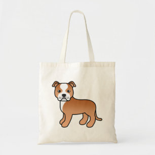 Bolsa Tote Red E White Staffordshire Bull Terrier Dog