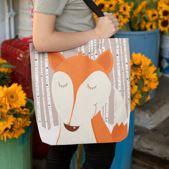Bolsa Tote Red Fox Birch Trech Art de Jess (Criador carregado)