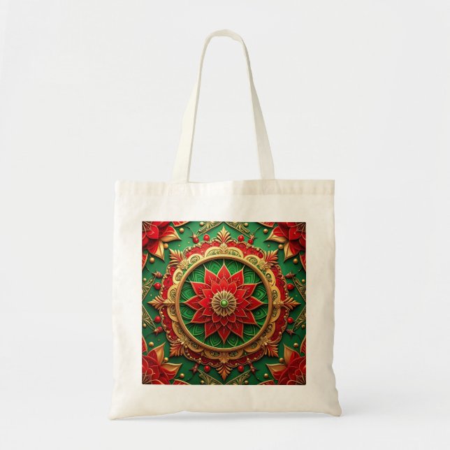 Bolsa Tote Red Green Decorative Holiday Tote Bag (Frente)