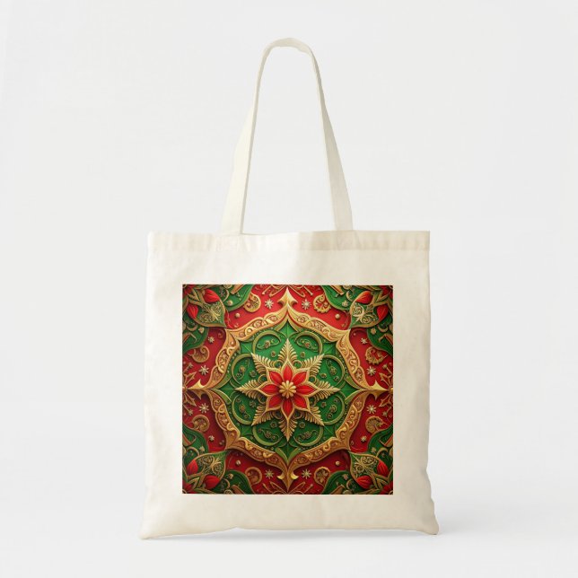 Bolsa Tote Red Green Decorative Holiday Tote Bag (Frente)
