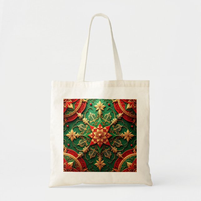 Bolsa Tote Red Green Decorative Holiday Tote Bag (Frente)