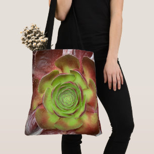 Bolsa Tote Red Green Succult Plant