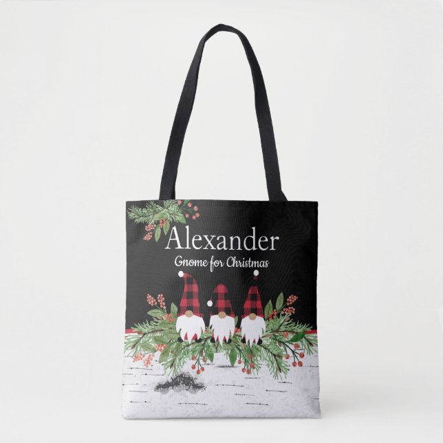 Bolsa Tote Red Hat BuffaloXadrez Gnomos Garland Aspen (Frente)